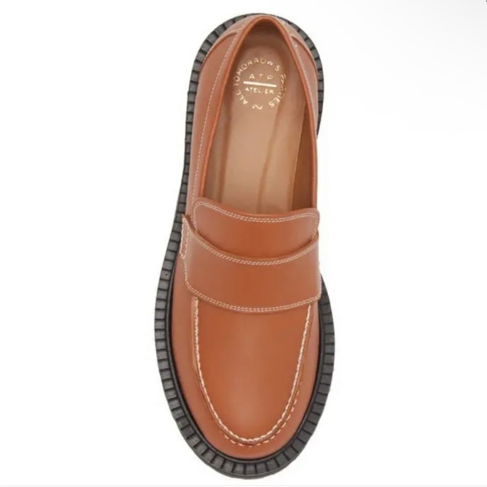 ATP Atelier Arechi Platform Brown Brandy Lug Sole Chunky Italian Leather Loafer